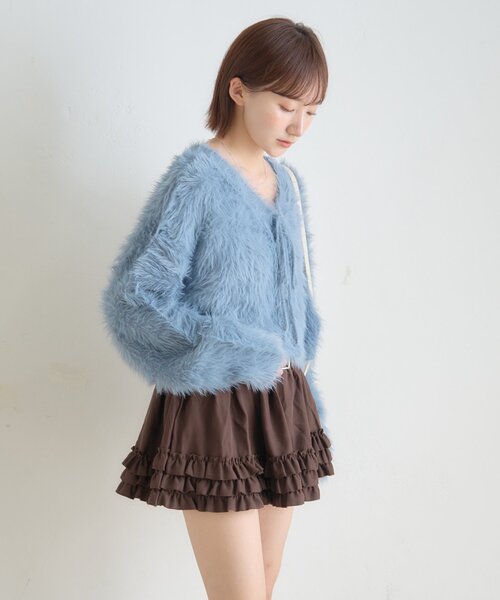 mline（エムライン）の「[mline]【新色BLK登場！】シャギーチョーカーカーディガン（カーディガン/ボレロ・レディース・グレー/アイボリー/ピンク/ブルー/ベージュ/ブラック・FREE）」の10枚目の写真