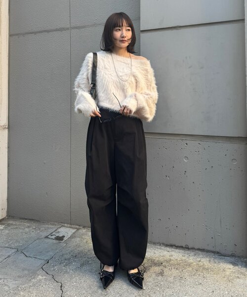 mline（エムライン）の「[mline]【新色BLK登場！】シャギーチョーカーカーディガン（カーディガン/ボレロ・レディース・グレー/アイボリー/ピンク/ブルー/ベージュ/ブラック・FREE）」の18枚目の写真