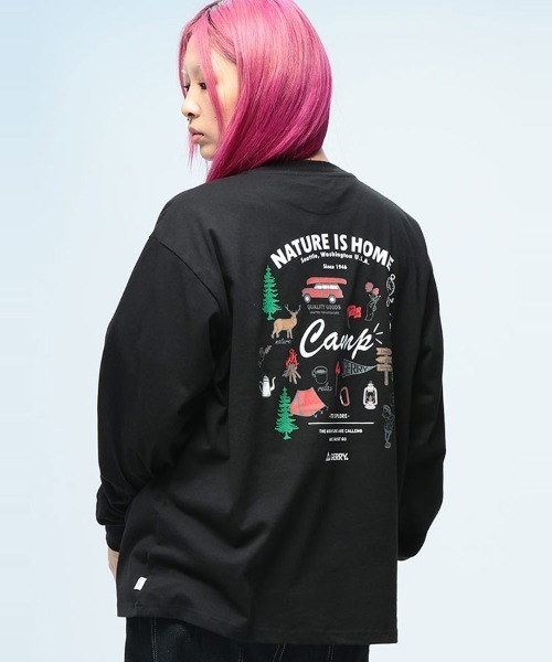 GERRY(ジェリー)の「GERRY バックプリント クルーネック 長袖 Tシャツ(Tシャツ/カットソー・メンズ・ブラック/グレー/ホワイト/ネイビー・M/L/LL)」の4枚目の写真