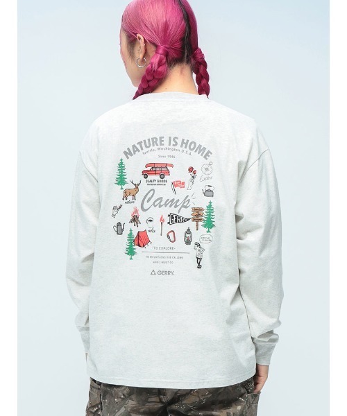 GERRY(ジェリー)の「GERRY バックプリント クルーネック 長袖 Tシャツ(Tシャツ/カットソー・メンズ・ブラック/グレー/ホワイト/ネイビー・M/L/LL)」の7枚目の写真
