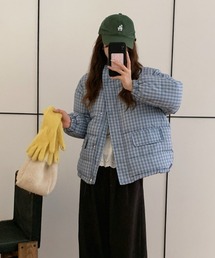 チェック柄BIGポケット エコダウンジャケット