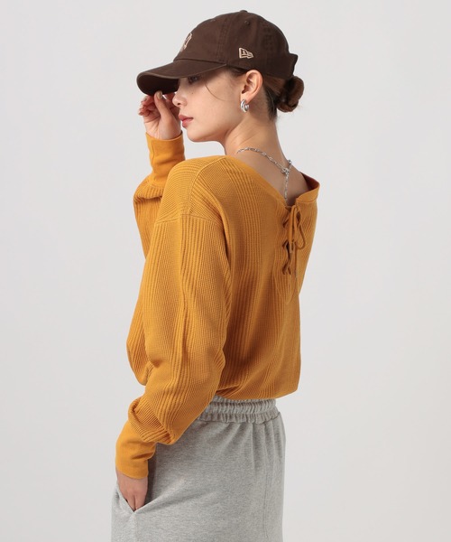 BAYFLOW（ベイフロー）の「[前後2WAY仕様]ワッフルプルオーバー（Tシャツ/カットソー・レディース・オフホワイト/チャコール/マスタード・FREE）」の13枚目の写真