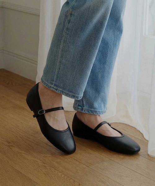 SETUP7（セットアップセブン）の「【SETUP7】ストラップ付バレエパンプス　フラットシューズ ラウンドトゥ JIP（バレエシューズ・レディース・シルバー/バーガンディー/ブラック・XL/L/M/S）」の2枚目の写真