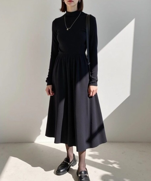 cammie（キャミー）の「プチハイニットワンピース（ワンピース・レディース・アイボリー/ブラック・F）」の3枚目の写真