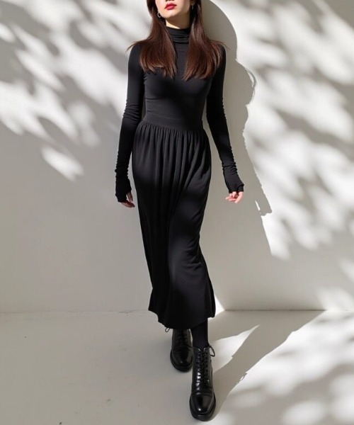 cammie（キャミー）の「プチハイニットワンピース（ワンピース・レディース・アイボリー/ブラック・F）」の5枚目の写真