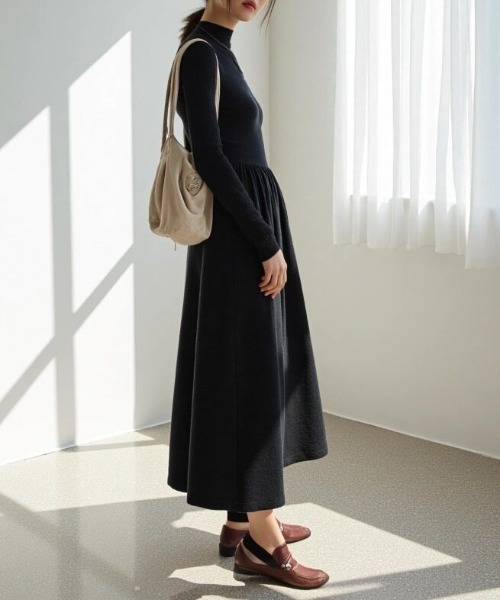 cammie（キャミー）の「プチハイニットワンピース（ワンピース・レディース・アイボリー/ブラック・F）」の7枚目の写真
