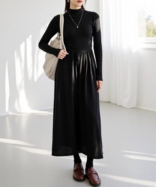 cammie（キャミー）の「プチハイニットワンピース（ワンピース・レディース・アイボリー/ブラック・F）」の8枚目の写真