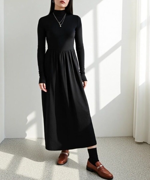 cammie（キャミー）の「プチハイニットワンピース（ワンピース・レディース・アイボリー/ブラック・F）」の9枚目の写真