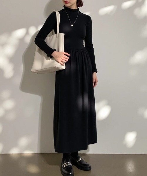 cammie（キャミー）の「プチハイニットワンピース（ワンピース・レディース・アイボリー/ブラック・F）」の10枚目の写真