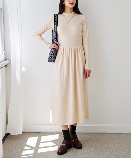cammie（キャミー）の「プチハイニットワンピース（ワンピース・レディース・アイボリー/ブラック・F）」の14枚目の写真