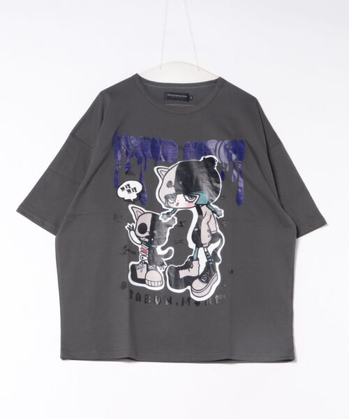 JUGLANS(ユグランス)の「【PSYCHO NATION/サイコネーション】木天蓼にゃん子TEE(Tシャツ/カットソー・レディース・ブラック/ホワイト/グレー・L/M)」の3枚目の写真