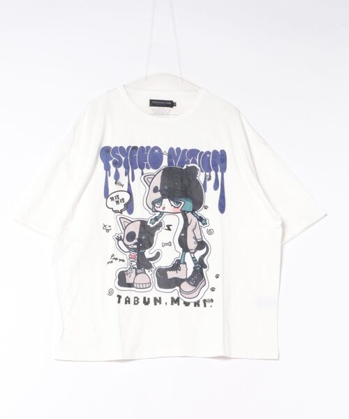 JUGLANS(ユグランス)の「【PSYCHO NATION/サイコネーション】木天蓼にゃん子TEE(Tシャツ/カットソー・レディース・ブラック/ホワイト/グレー・L/M)」の2枚目の写真