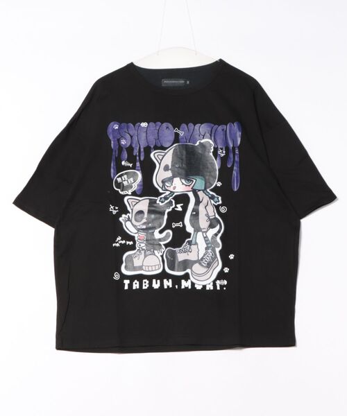 JUGLANS(ユグランス)の「【PSYCHO NATION/サイコネーション】木天蓼にゃん子TEE(Tシャツ/カットソー・レディース・ブラック/ホワイト/グレー・L/M)」の1枚目の写真