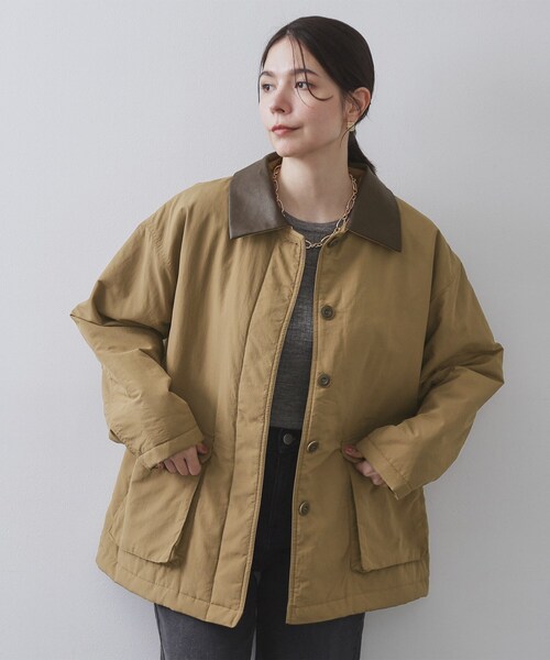 セール】《CLASSY掲載》ステンカラー中綿コート【洗濯機OK】（ステン