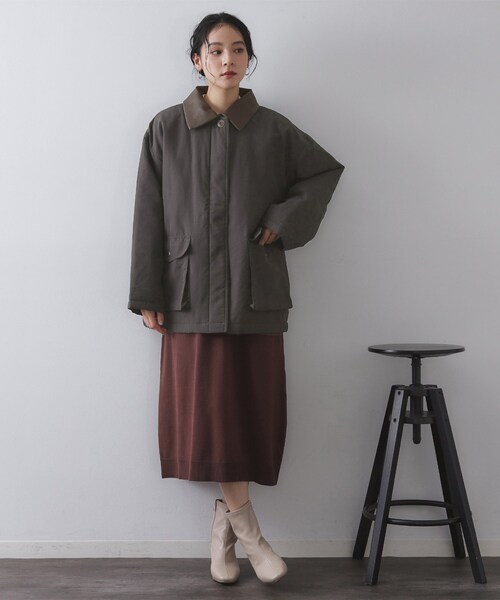 OPAQUE.CLIP（オペークドットクリップ）の「《CLASSY掲載》ステンカラー中綿コート【洗濯機OK】（ステンカラーコート・レディース・ベージュ/チャコールグレー・00）」の5枚目の写真