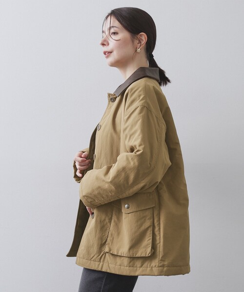 OPAQUE.CLIP（オペークドットクリップ）の「《CLASSY掲載》ステンカラー中綿コート【洗濯機OK】（ステンカラーコート・レディース・ベージュ/チャコールグレー・00）」の7枚目の写真