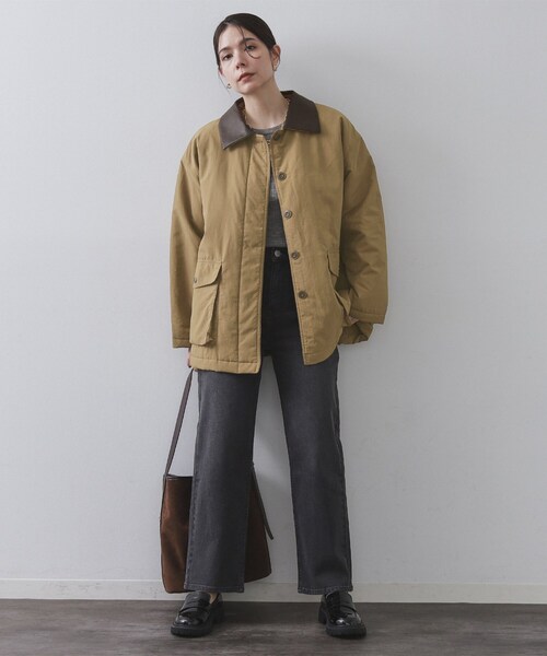 OPAQUE.CLIP（オペークドットクリップ）の「《CLASSY掲載》ステンカラー中綿コート【洗濯機OK】（ステンカラーコート・レディース・ベージュ/チャコールグレー・00）」の8枚目の写真