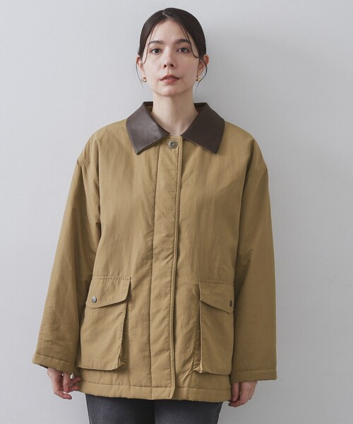 OPAQUE.CLIP（オペークドットクリップ）の「《CLASSY掲載》ステンカラー中綿コート【洗濯機OK】（ステンカラーコート・レディース・ベージュ/チャコールグレー・00）」の11枚目の写真