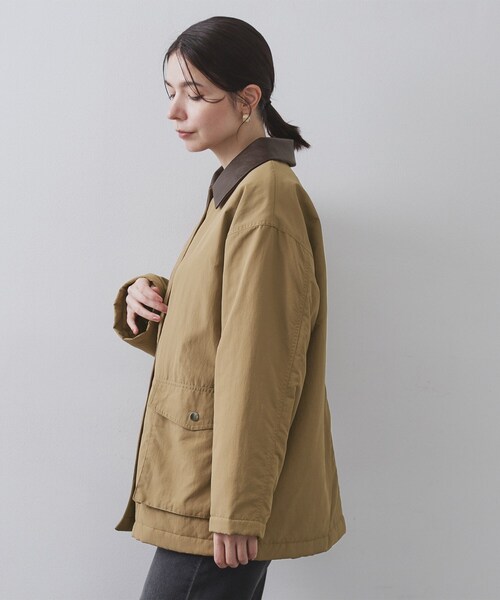 OPAQUE.CLIP（オペークドットクリップ）の「《CLASSY掲載》ステンカラー中綿コート【洗濯機OK】（ステンカラーコート・レディース・ベージュ/チャコールグレー・00）」の12枚目の写真