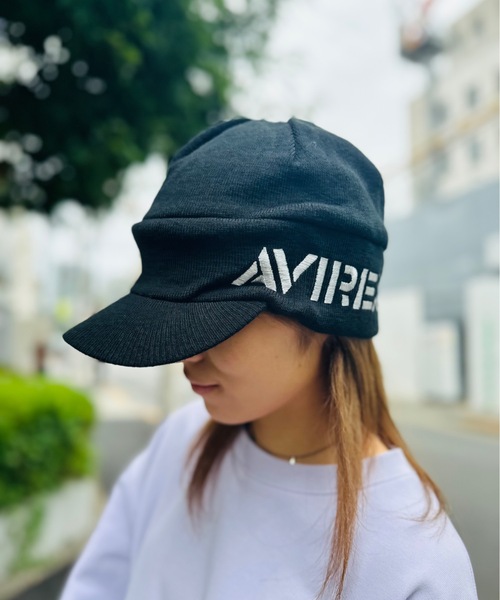 AVIREX（アヴィレックス）の「AVIREX / AX SIDE JACQUARD LOGO OSLO CAP / 81264300（ニットキャップ/ビーニー・メンズ・カーキ/ブラック・FREE）」の2枚目の写真