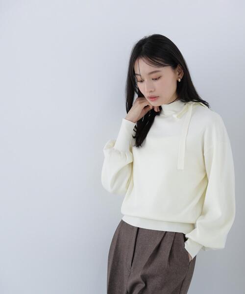 NATURAL BEAUTY BASIC（ナチュラルビューティーベーシック）の「◇サイドナローリボンニット（ニット/セーター・レディース・ブラック/ラベンダー/オフホワイト・FREE）」の22枚目の写真