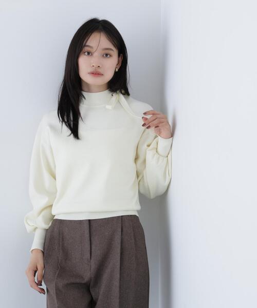 NATURAL BEAUTY BASIC（ナチュラルビューティーベーシック）の「◇サイドナローリボンニット（ニット/セーター・レディース・ブラック/ラベンダー/オフホワイト・FREE）」の20枚目の写真