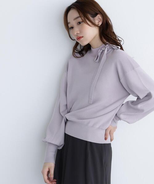 NATURAL BEAUTY BASIC（ナチュラルビューティーベーシック）の「◇サイドナローリボンニット（ニット/セーター・レディース・ブラック/ラベンダー/オフホワイト・FREE）」の15枚目の写真