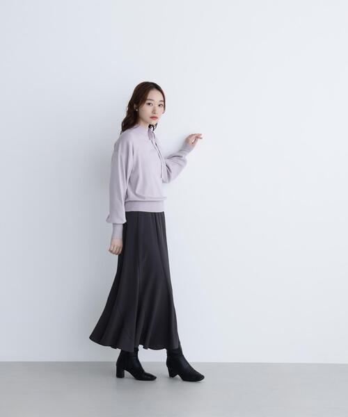 NATURAL BEAUTY BASIC（ナチュラルビューティーベーシック）の「◇サイドナローリボンニット（ニット/セーター・レディース・ブラック/ラベンダー/オフホワイト・FREE）」の12枚目の写真