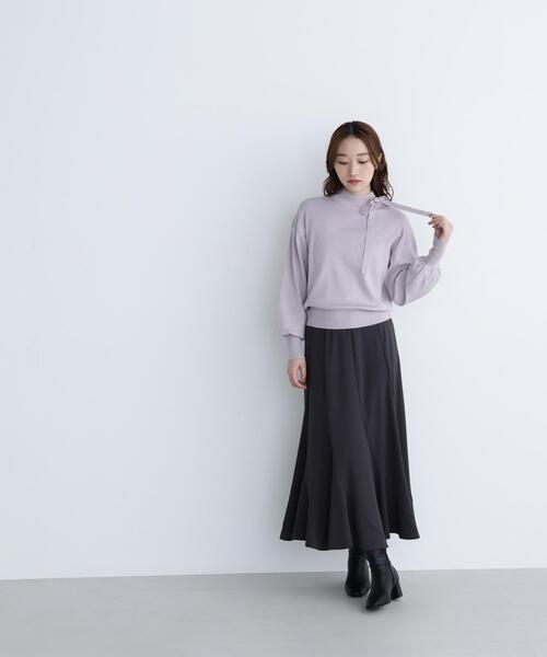 NATURAL BEAUTY BASIC（ナチュラルビューティーベーシック）の「◇サイドナローリボンニット（ニット/セーター・レディース・ブラック/ラベンダー/オフホワイト・FREE）」の10枚目の写真