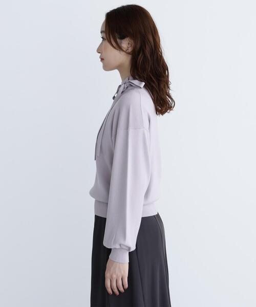 NATURAL BEAUTY BASIC（ナチュラルビューティーベーシック）の「◇サイドナローリボンニット（ニット/セーター・レディース・ブラック/ラベンダー/オフホワイト・FREE）」の9枚目の写真