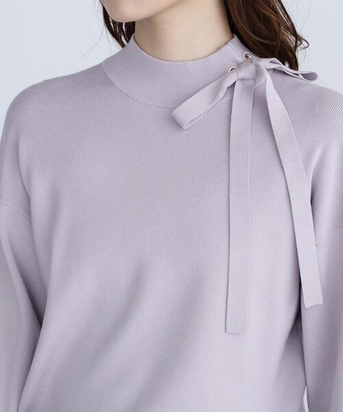 NATURAL BEAUTY BASIC（ナチュラルビューティーベーシック）の「◇サイドナローリボンニット（ニット/セーター・レディース・ブラック/ラベンダー/オフホワイト・FREE）」の7枚目の写真