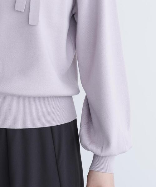 NATURAL BEAUTY BASIC（ナチュラルビューティーベーシック）の「◇サイドナローリボンニット（ニット/セーター・レディース・ブラック/ラベンダー/オフホワイト・FREE）」の5枚目の写真