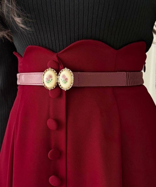 an another angelus(アンアナザーアンジェラス)の「ローズカメオバックルゴムベルト/fint フィント(ベルト・レディース・ブラック/ボルドー/ネイビー・FREE)」の7枚目の写真