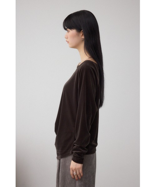 AZUL by moussy(アズールバイマウジー)の「ベロアアシメカットトップス(Tシャツ/カットソー・レディース・アイボリー/ダークブラウン/キャメル・FREE)」の20枚目の写真