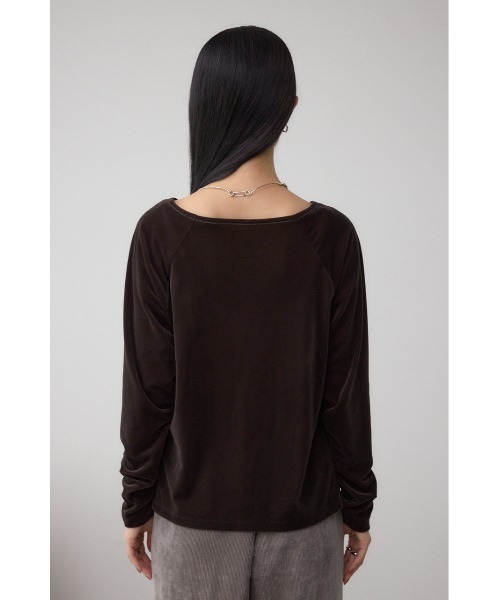 AZUL by moussy(アズールバイマウジー)の「ベロアアシメカットトップス(Tシャツ/カットソー・レディース・アイボリー/ダークブラウン/キャメル・FREE)」の21枚目の写真