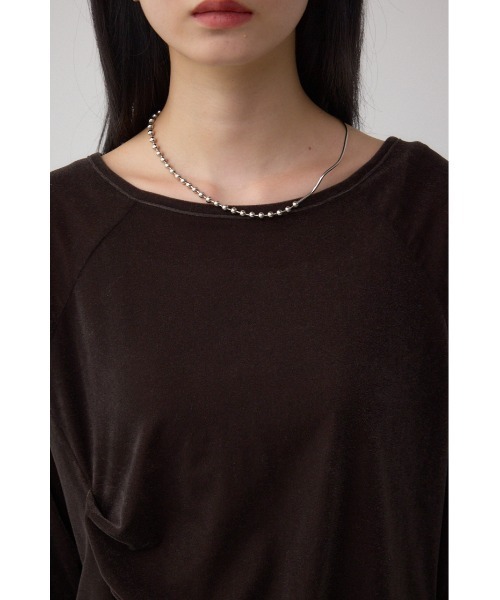 AZUL by moussy(アズールバイマウジー)の「ベロアアシメカットトップス(Tシャツ/カットソー・レディース・アイボリー/ダークブラウン/キャメル・FREE)」の22枚目の写真