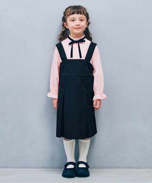 p.premier（ピードットプルミエ）の「【ジュニア対応】サスペンダープリーツジャンパースカート（スーツスカート・キッズ・ブラック/グレー/ネイビー・90/100/110/120/130/140）」の6枚目の写真