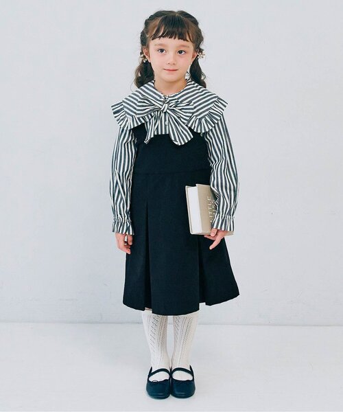 p.premier（ピードットプルミエ）の「【ジュニア対応】サスペンダープリーツジャンパースカート（スーツスカート・キッズ・ブラック/グレー/ネイビー・90/100/110/120/130/140）」の10枚目の写真