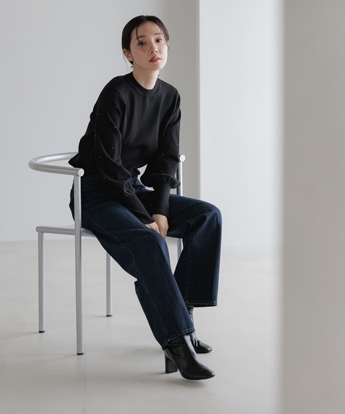 Andemiu(アンデミュウ)の「ソデパールニット606759(ニット/セーター・レディース・ブラック/ナチュラル/アイボリー・FREE)」の8枚目の写真