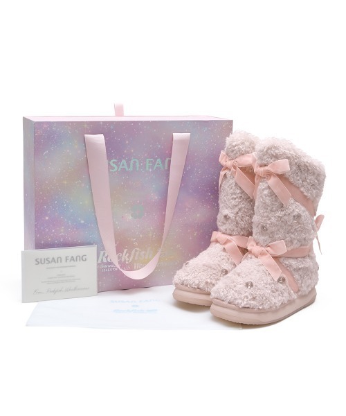 ROCKFISH WEATHERWEAR（ロックフィッシュウェザーウェア）の「[X SUSAN FANG] FURRY MIDDLE BOOTS（ブーツ・レディース・ピンク/クリーム・24.0cm/23.0cm/25.0cm）」の6枚目の写真