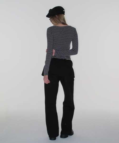 CRANK(クランク)の「ストライプベーシックボートネックトップ_チャコール(Tシャツ/カットソー・レディース・その他・FREE)」の3枚目の写真