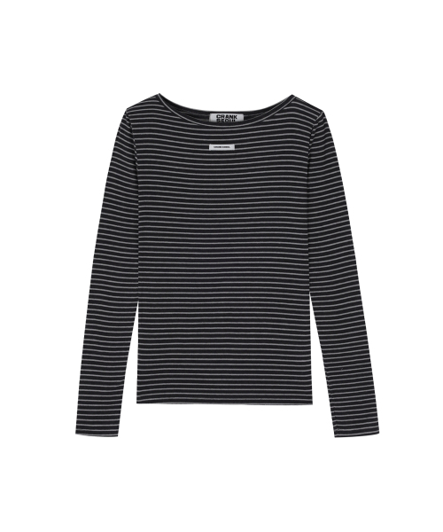 CRANK(クランク)の「ストライプベーシックボートネックトップ_チャコール(Tシャツ/カットソー・レディース・その他・FREE)」の4枚目の写真