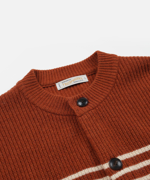 FRIZMWORKS(フリズムワークス)の「WOOL STRIPE ROUND CARDIGAN _ BRICK(カーディガン/ボレロ・メンズ・その他・SMALL/MEDIUM/LARGE/X-LARGE)」の3枚目の写真