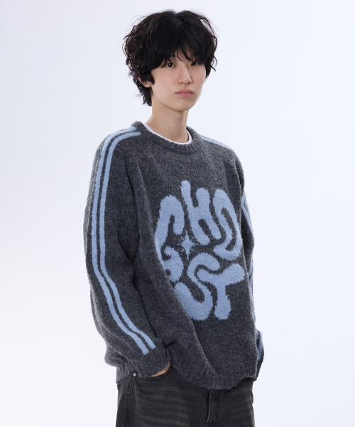 GHOST REPUBLIC(ゴーストリパブリック)の「モヘアグラフィックラグラントラックブークルニット GKM-159(ニット/セーター・メンズ・グレー/ブラック/ブルー/チャコール・MEDIUM/LARGE/X-LARGE)」の8枚目の写真