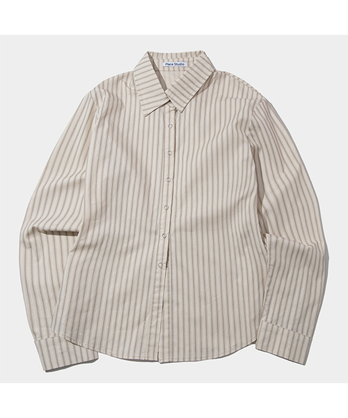 PLACE STUDIO(プレイススタジオ)の「オールデイクラシックコットンストライプベーシックシャツ_3COLOR(シャツ/ブラウス・レディース・アイボリー/PINK/イエロー・FREE)」の2枚目の写真