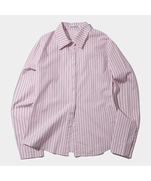 PLACE STUDIO(プレイススタジオ)の「オールデイクラシックコットンストライプベーシックシャツ_3COLOR(シャツ/ブラウス・レディース・アイボリー/PINK/イエロー・FREE)」の3枚目の写真
