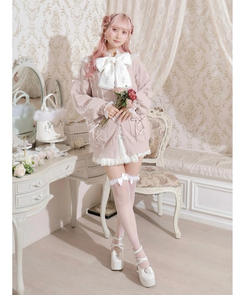 NOEMIE(ノエミー)の「メニーリボンケーブルセーラカーデ(カーディガン/ボレロ・レディース・ピンク/オフホワイト・M)」の9枚目の写真