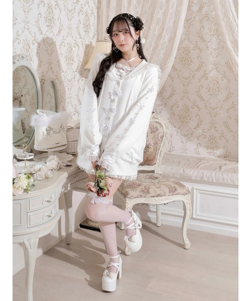 NOEMIE(ノエミー)の「メニーリボンケーブルセーラカーデ(カーディガン/ボレロ・レディース・ピンク/オフホワイト・M)」の12枚目の写真