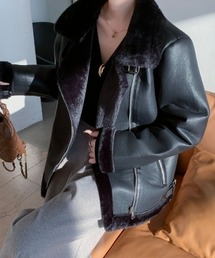 ABITOKYO | ボアドッキングフェイクレザーブルゾン(ブルゾン)