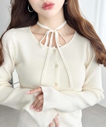 リブ」に該当するカーディガン/ボレロ（ホワイト/白色系）ファッション